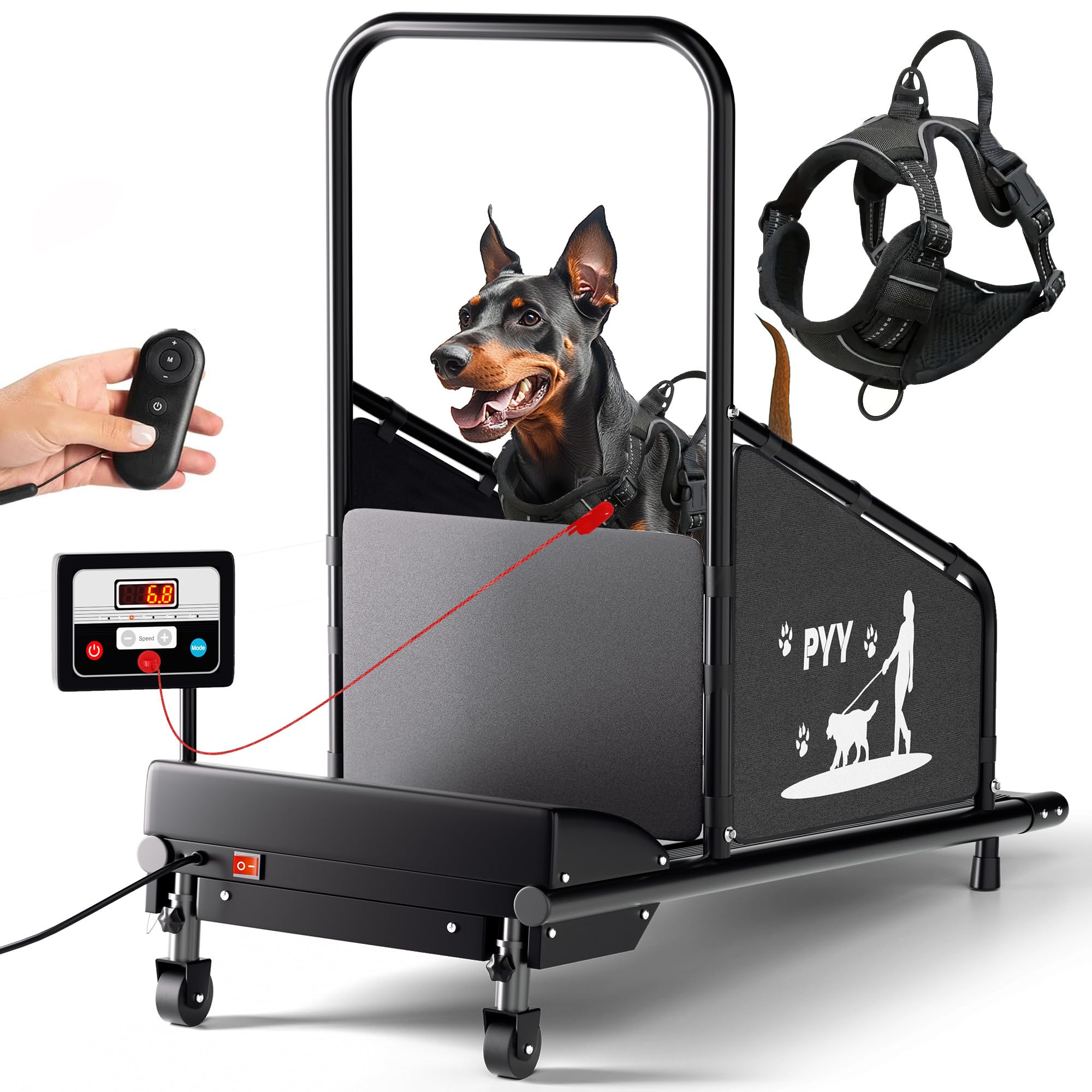 Dog Treadmill For Medium & Small Dogs - 265 Lb Capacity, Remote Control, 360° Display, 2-in-1 Pet & Human Use