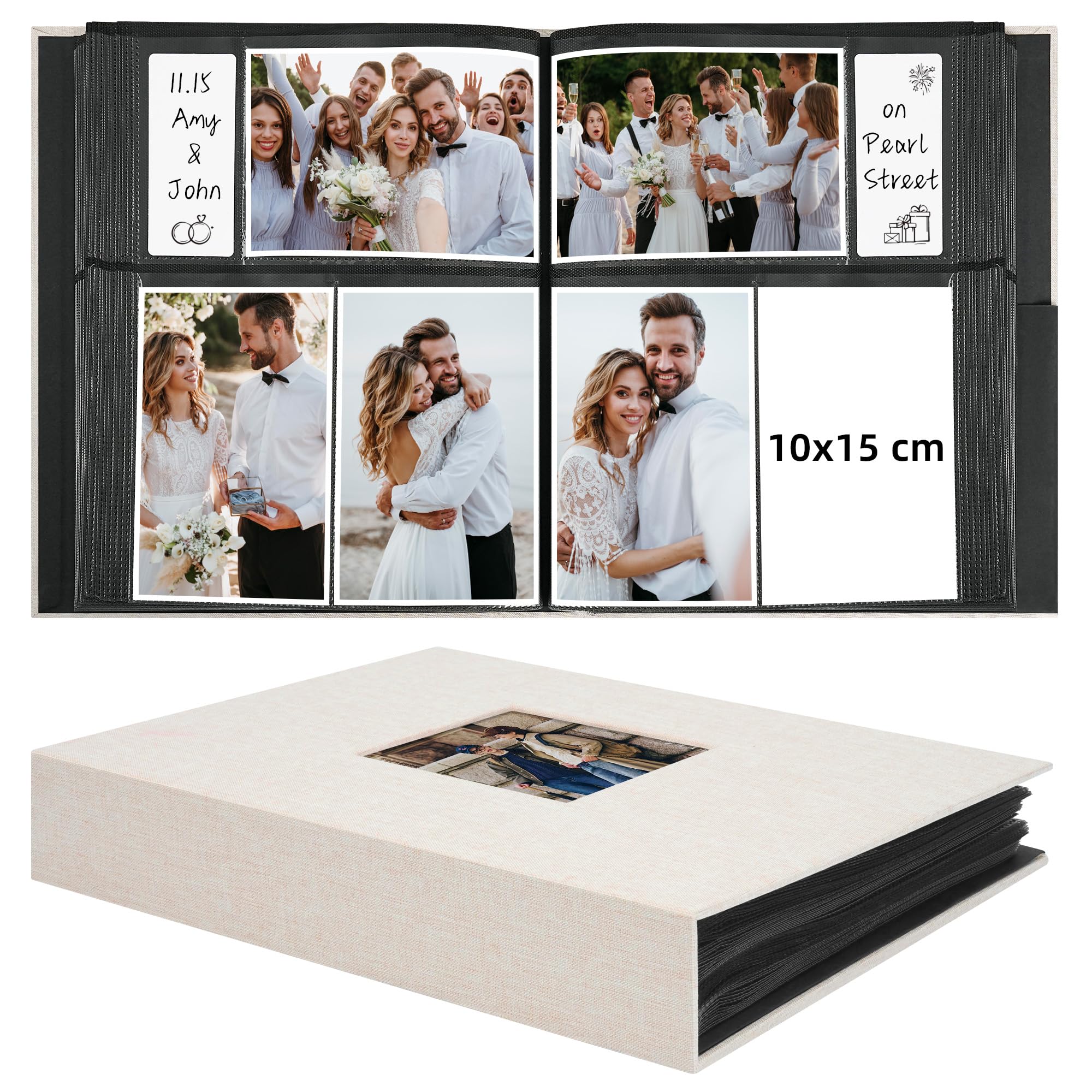 Vienrose Fabric Slip In Photo Album 6x4, 300 Photos, Front Window