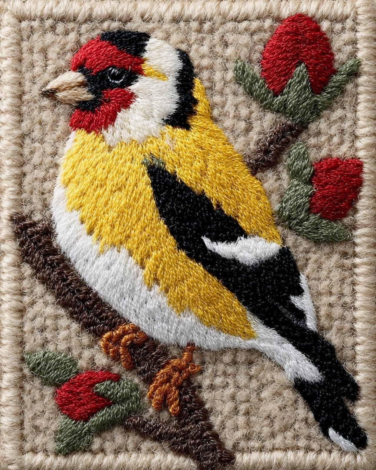 Wallphantom Latch Hook Kits Rugs,Oriole,Handmade Self Knotting Set,Tapestry Kits for Adults,Cushion Latch Hook Rug Pre-Printed Pattern Craft for Adults,80x115cm