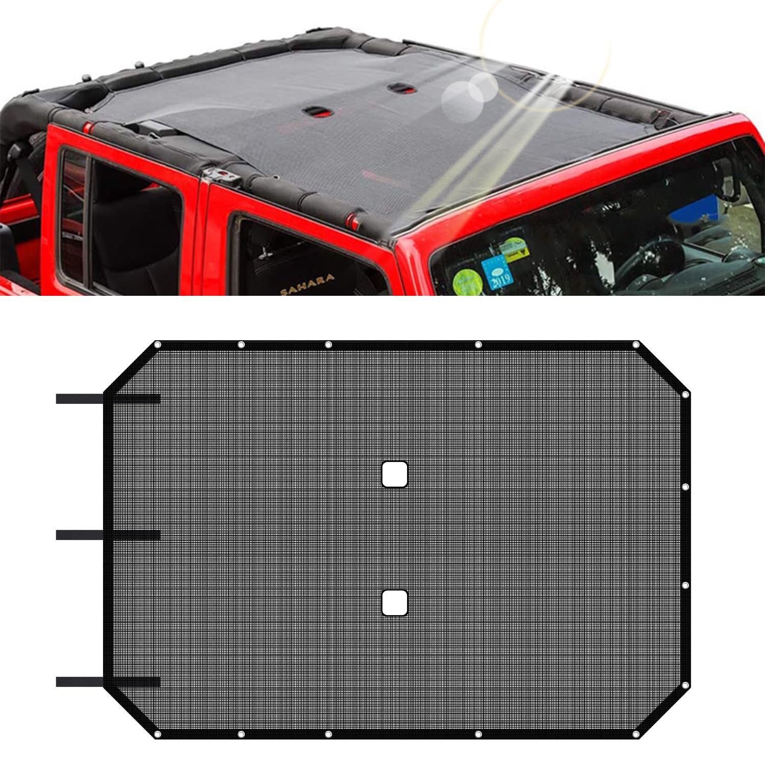for Jeep JK Sunshade Mesh Bikini Top for 2007-2018 Wrangler JK JKU 4-Door,UV Blocker Bikini Screen,Heat Shield
