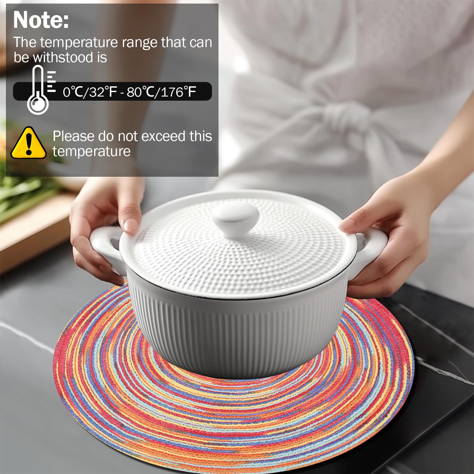 HEYOMART Round Placemats and Coasters Set of 6 - Image 4
