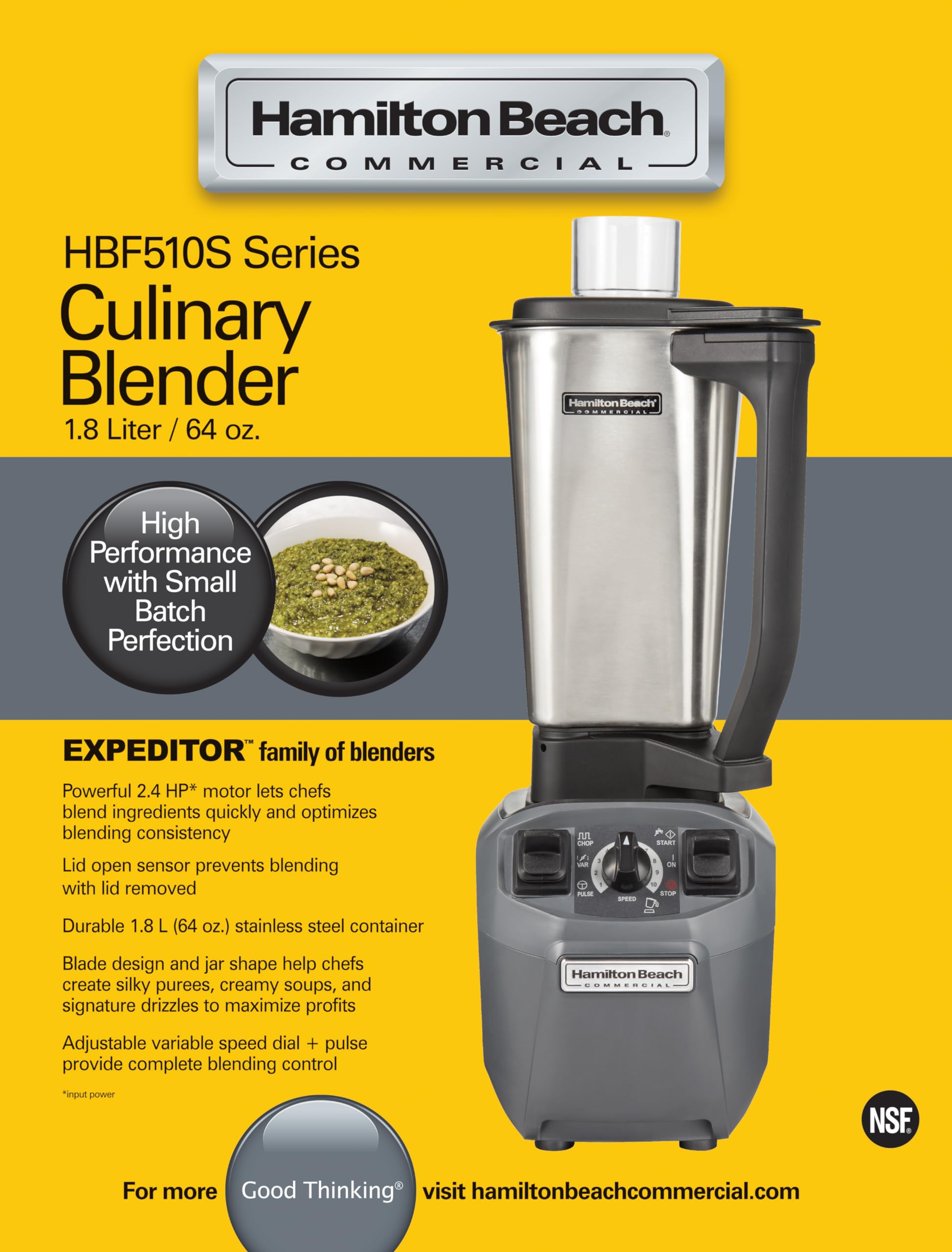 Hamilton Beach HBF510 - Expeditor mixer culinario con contenitore in acciaio inox da 1,8 l