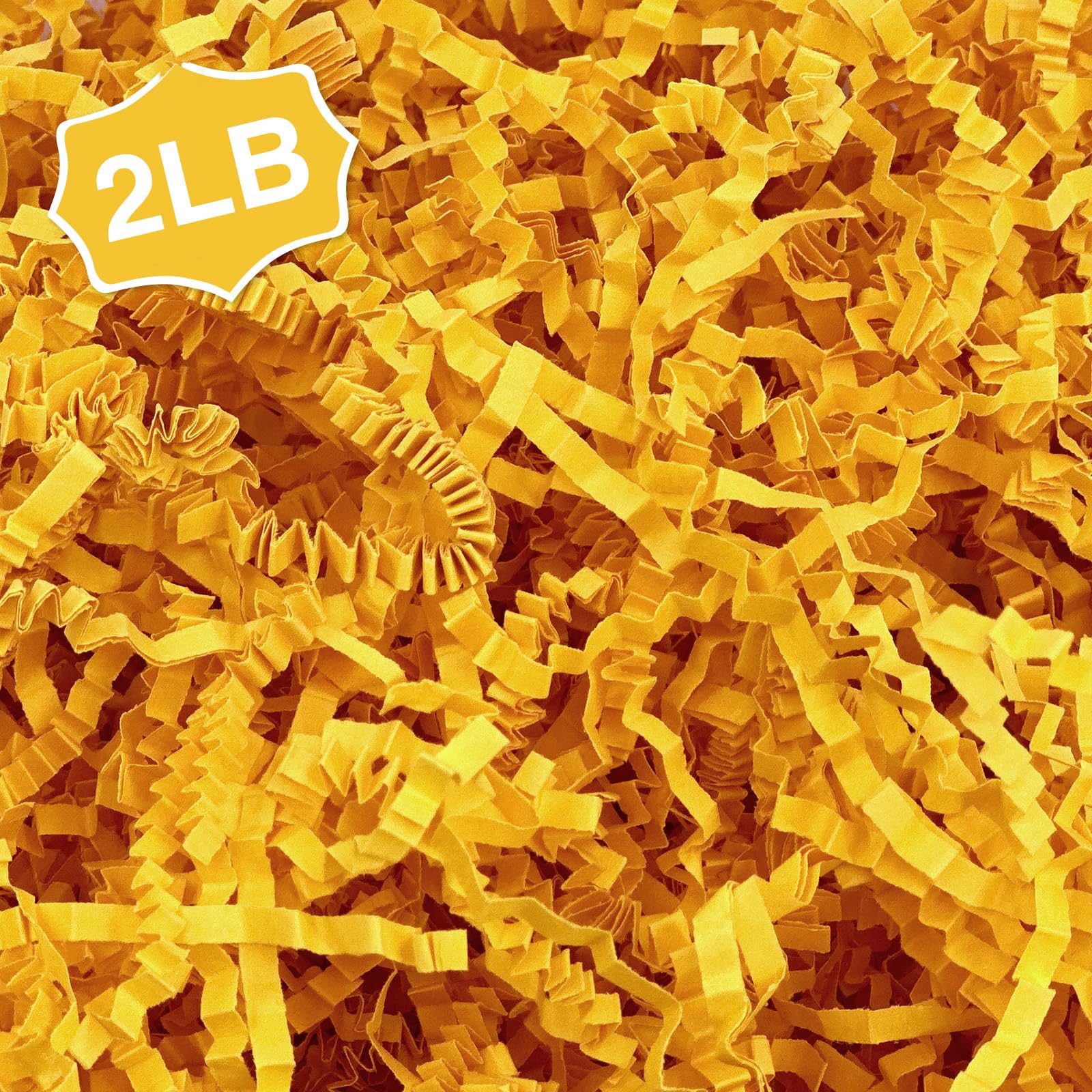 Corlcol 2LB Crinkle Paper Shred Filler for Gift Box Bag and Basket On Holidays(Orange-Yellow)