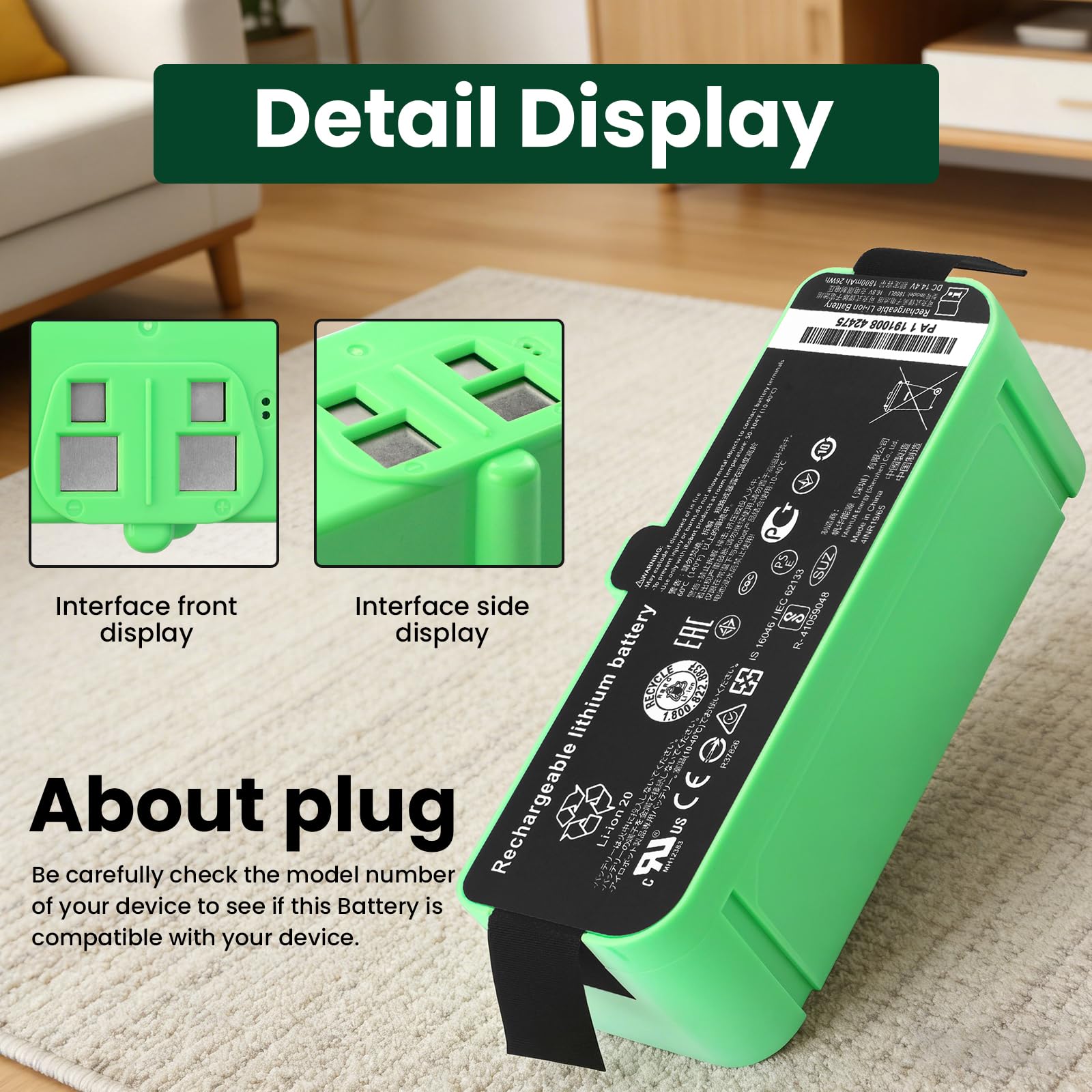 Batteria Al Litio 6500 MAh Per IRobot Roomba – Compatibile Con Serie 900, 800, 700, 600, 960, 980, 981, 965 E Molte Altre, Ioni Di Litio 14,4V