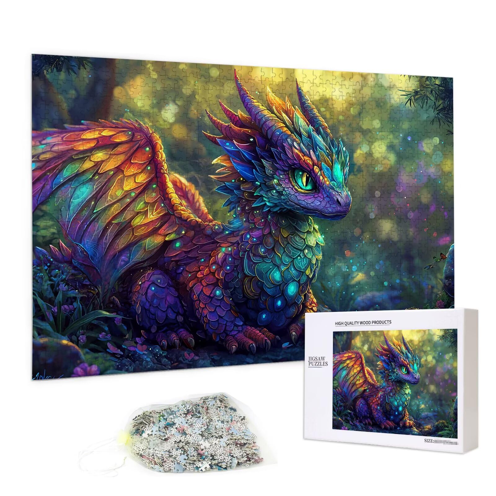 Puzzle 3000 Pièces Adultes, Puzzle Dragon pour Adulte, Grand Puzzles Bois avec Boite Cadeau, Jeu de Concentration pour Adultes, 3000 Pièces Puzzles pour Décoration Murale Maison, Cadeau Femme, R-72