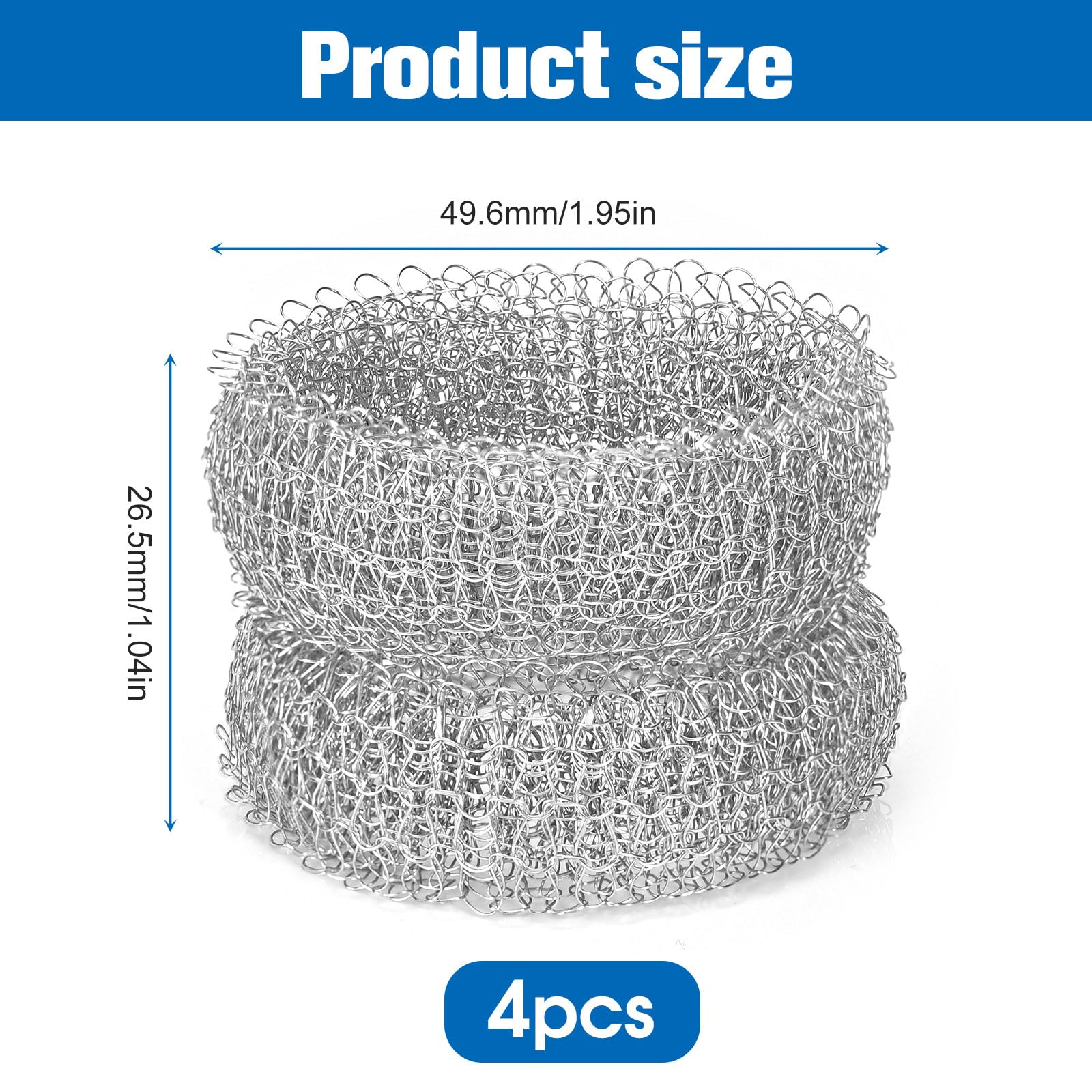 Juego de 4 anillos antical de acero inoxidable, reutilizables, aptos para la limpieza de hervidores y teteras