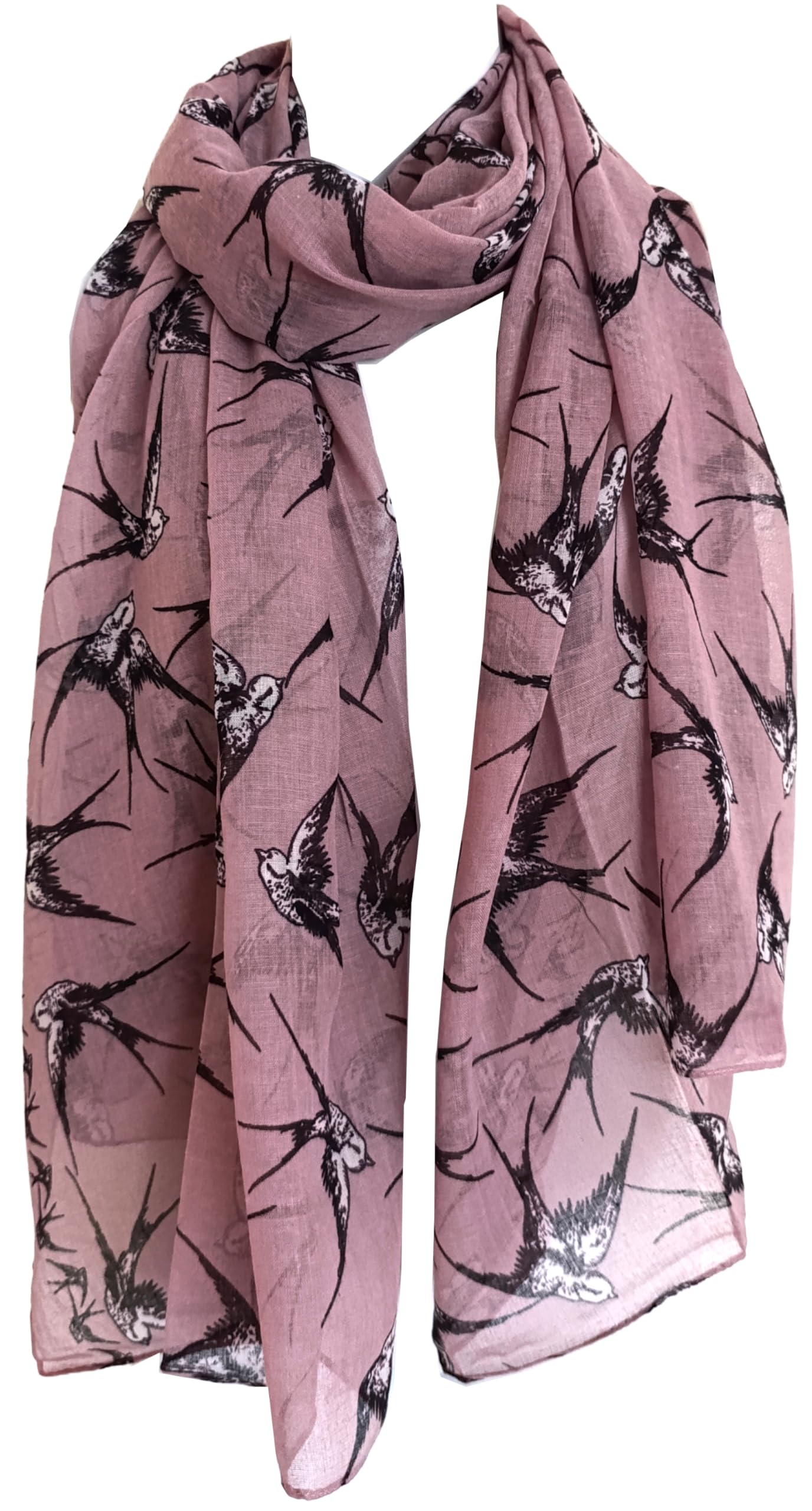 Glamlondon Women's Pheasant-Pink Bird Print Scarf Lightweight Fashion Oversize Wrap (Light Pink)