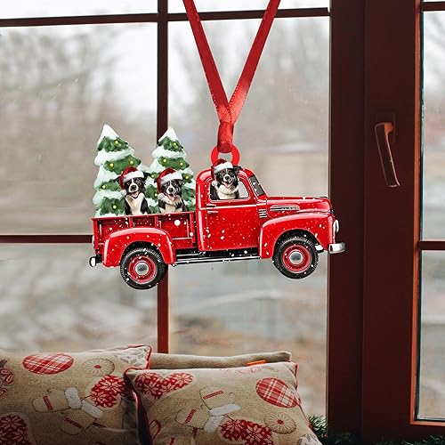 Miniatura 4 de Talataca Border Collie - Adorno de Navidad plano 2D, decoración de árbol de pino, decoración de árbol de pino, colgante de casa colgante, accesorio