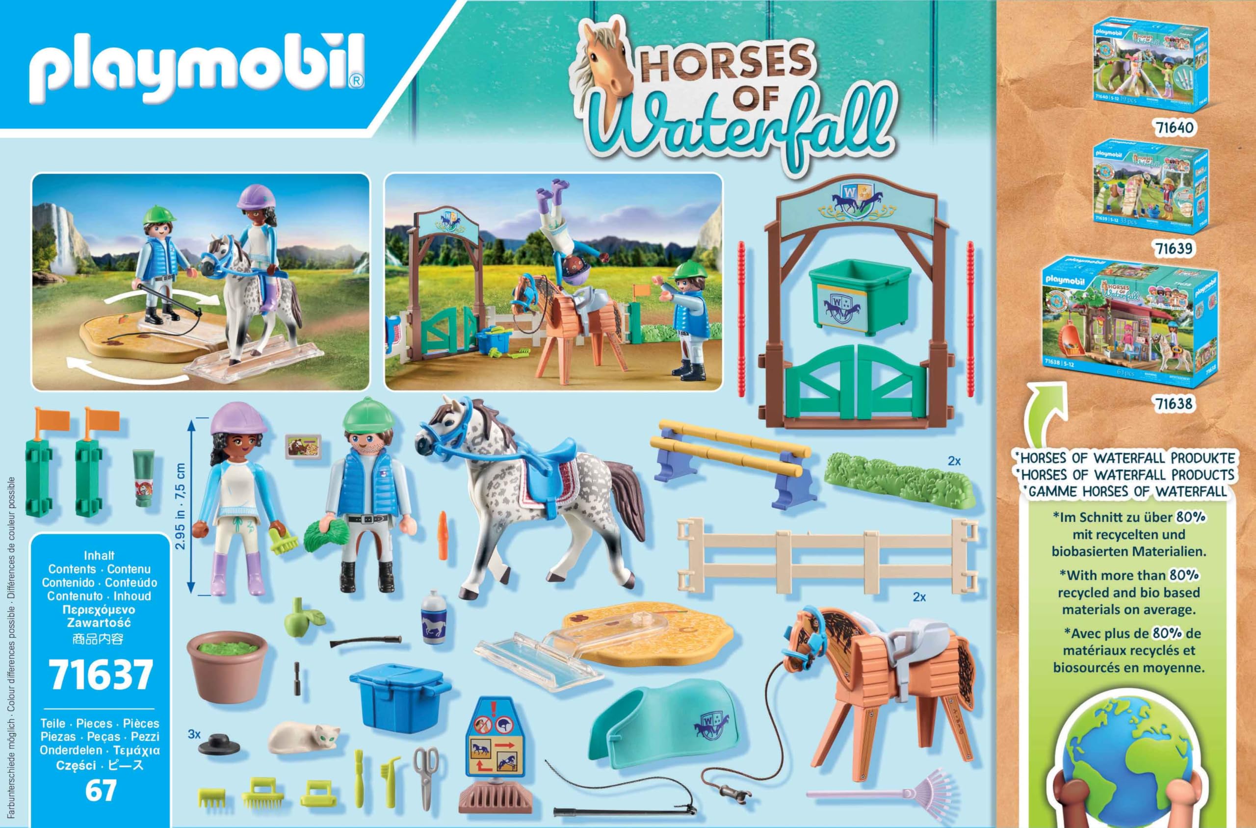 Playmobil 71637 Ecole d'équitation - Horses of Waterfall - Comprenant Un Plateau tournant, Un Cheval et des Accessoires d'équitation variés - Dès 5 Ans