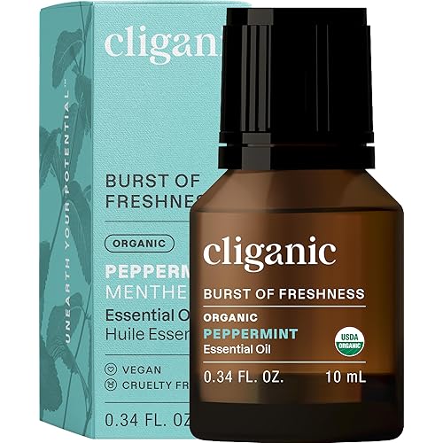 Cliganic Organic Peppermint Essential Oil, 100% Pure Natural Undiluted, for Aromatherapy | Non-GMO Verified (Packaging May Vary)