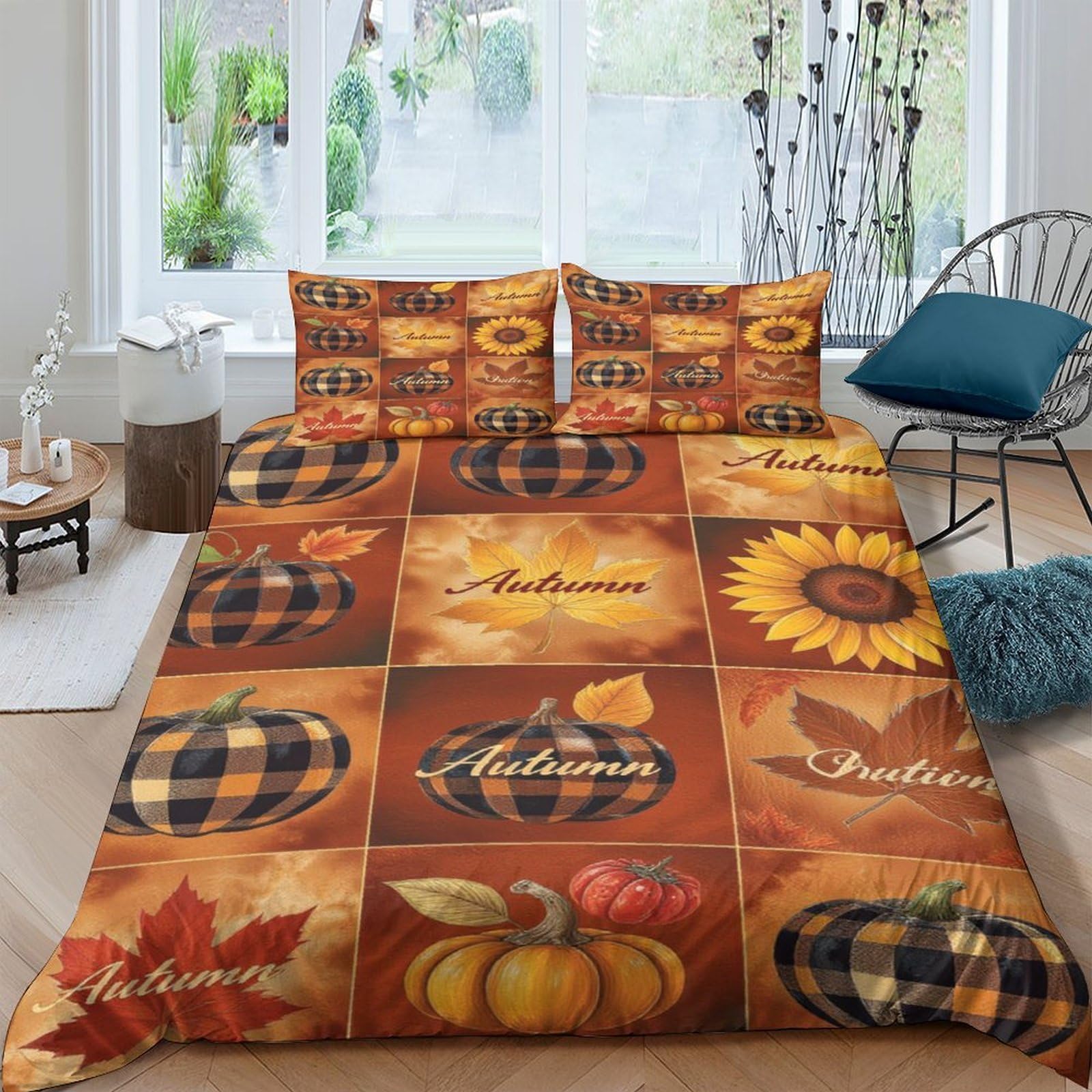 Ctjqhvkz Style-4 3D Printed Autumn Pumpkin Fitted Sheet Microfiber Soft Sunflower Bed Cover For Bedroom Guest Room Decor Single（135X200cm）