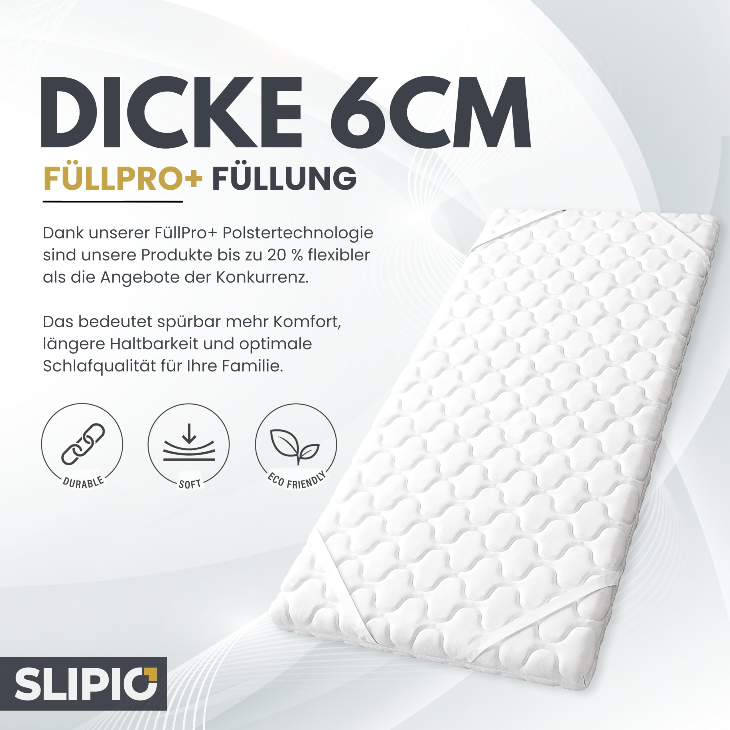 Surmatelas 140 x 180 cm - 6 cm de haut - Massage ergonomique profilé 5 zones - Adaptation optimale au corps - Housse respirante et lavable en machine - Surmatelas hypoallergénique