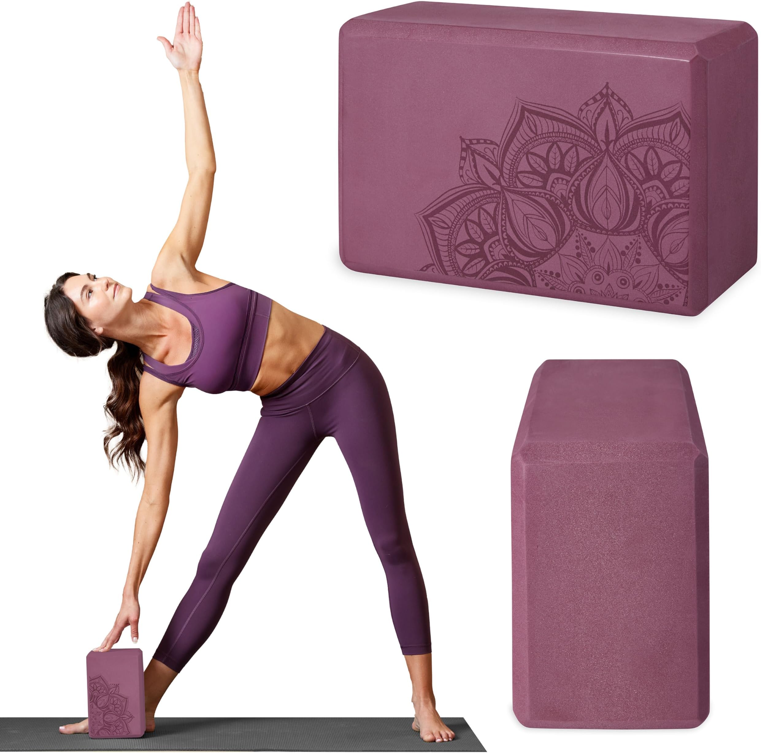 Gaiam Yoga Block - Supportive Latex-Free EVA Foam Soft Non-Slip Surface for Yoga, Pilates, Meditation (Athenian Blush) (05-64086)