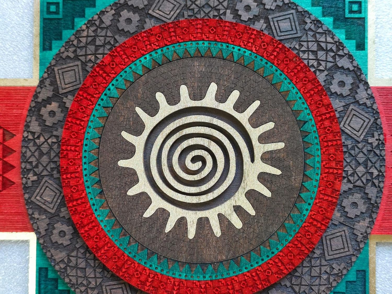 Anatoliawood Chakana inca symbol, Wooden chakana, Chakana (34x34 cm, GREEN)