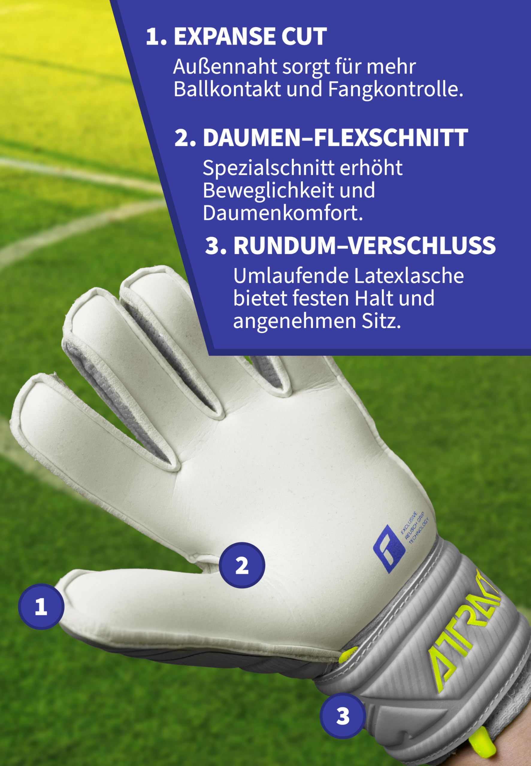 Reusch Torwarthandschuhe Kinder Jugendliche | Fingerschutz | zuverlässiger Grip & Atmungsaktivität | für Training & Spiel | Kunstrasen & Naturrasen | Größe 4-8 | Attrakt Grip Finger Support Junior