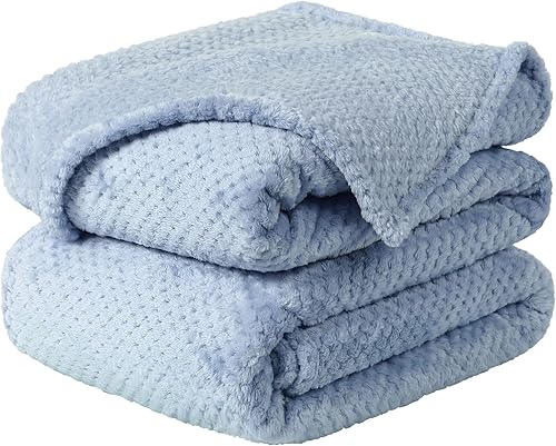 uxcell - Manta de franela para cama, suave y cálida de microfibra, esponjosa de 11.64ozm, color liso