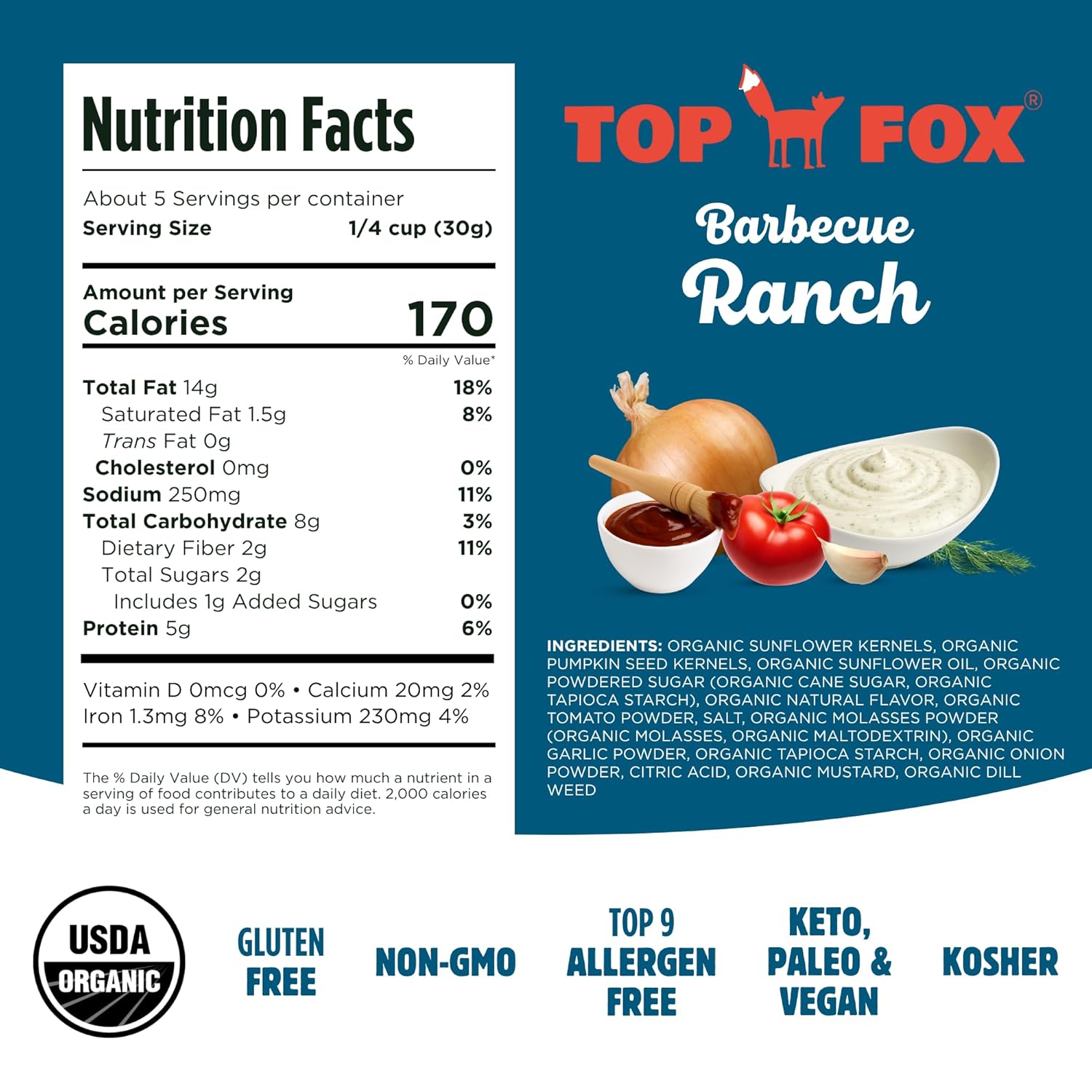 Top Fox Snacks Barbecue Ranch Sunflower Seeds and Pumpkin Seeds To Eat Duo (4 oz, Pack of 6) – Keto Friendly Snacks, Gluten Free Snacks, Protein Snacks, Keto Snacks, Paleo, & Vegan - Organic