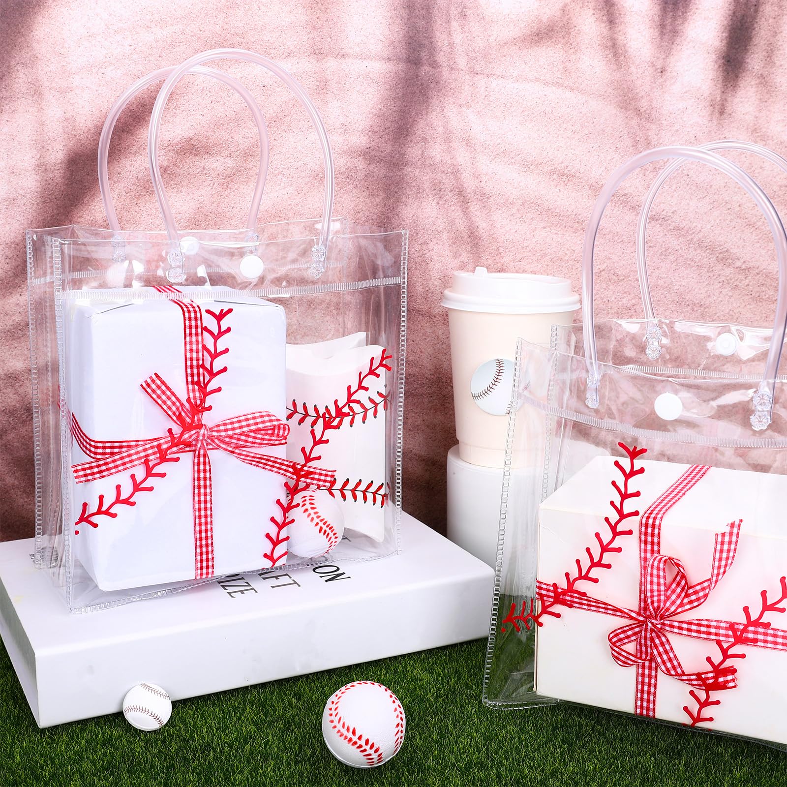 12 X Transparente Baseball-Geschenktüten Aus PVC, 20x10x20 Cm - Mit Griffen Für Sportpartys, Geburtstag & Feiern