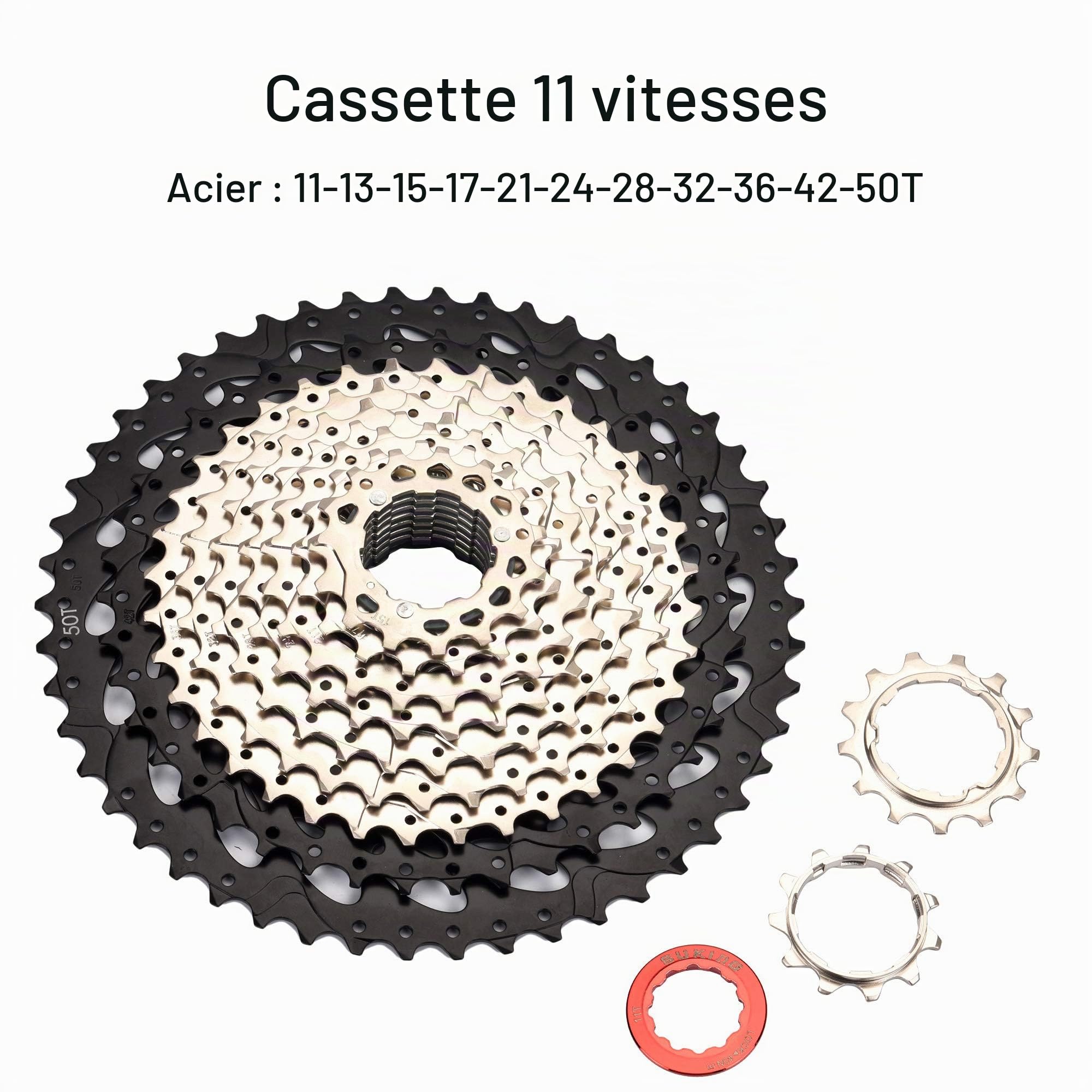 BESNIN Cassette VTT 11 Vitesse 11_25T/11_28T/11_32T/11_36T/11_40T/11_42T/11_46T/11_50T Cassette Cassette de vélo 12 Vitesse 11_50T