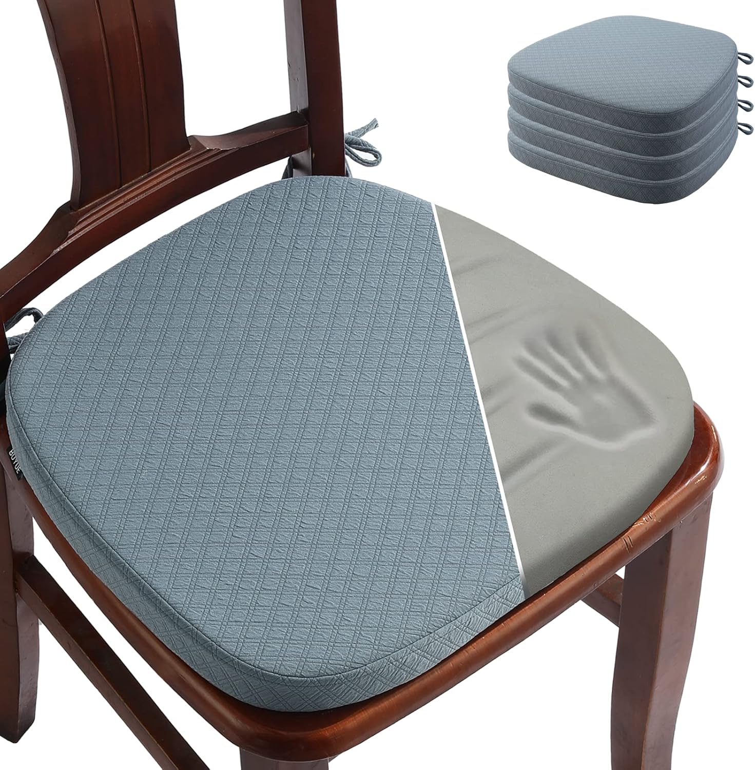 BUYUE Luxury 100 Pure Memory Foam Chair Cushions 4 Pack, Jacquard 16