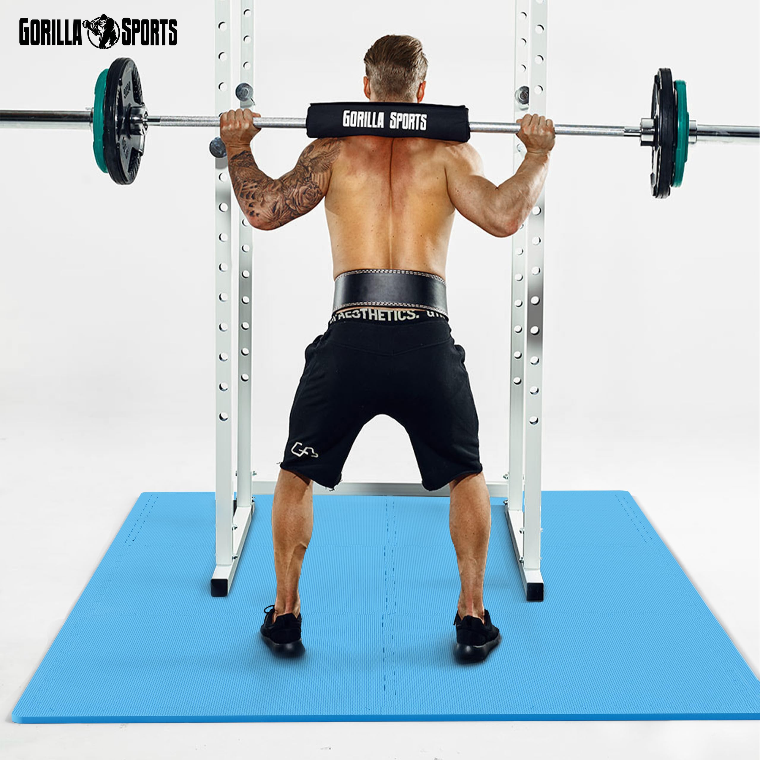 GORILLA SPORTS® Tappeto da Fitness a Puzzle - Set di 6 Pezzi, 12 Bordi, 60x60x1,2cm, Schiuma Eva, Protezione del Pavimento, Antiscivolo, Multi Colori - Materassino per Palestra, Tappetini per Esercizi