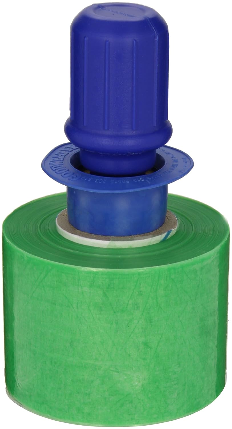 VSR OXOP312018 Linear Low Density Polyethylene Green Tint Cast Hand Stretch Wrap with 1 Reusable Dispenser and Hand Brakes, 650' Length x 3" Width x 120 Gauge Thick (Case of 18)