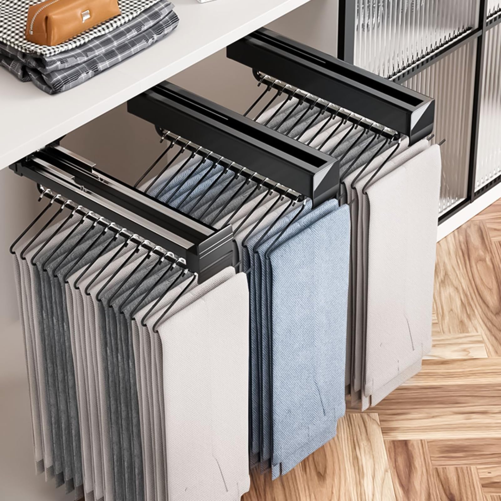 Verstellbarer Kleiderschrank Teleskopstange, Hosenbügel, 525mm