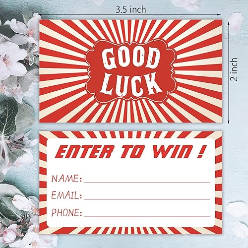 Miniatura 7 de 300 tarjetas de entrada para rifa - Tarjetas de formulario de entrada de 3.5 x 2 pulgadas para concursos, rifles, ferias, urnas, 5050, tambor de
