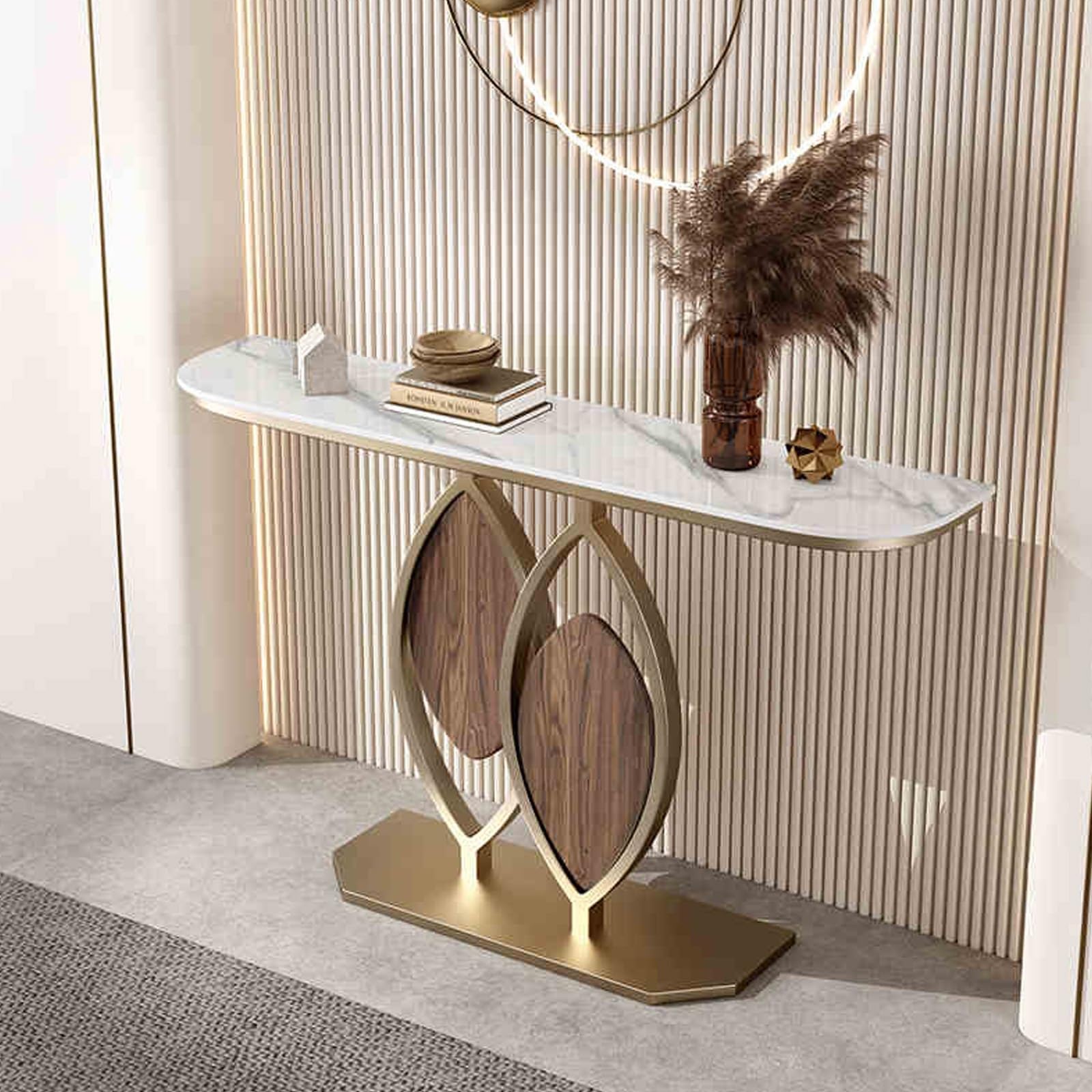 Entryway Table Console Table with Storage, Narrow Long Sofa Table for Behind Couch Entryway (White, 100cm/39.4in)