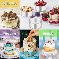 Vista 3 de TeamFar Molde para Pastel de 4 Pulgadas, Mini Molde para Pastel Juego de Moldes Pequeños Redondos para Hornear de Acero Inoxidable, Para Hornear