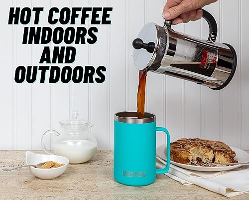 Miniatura 5 de Taza aislada con asa y tapa, taza de café al vacío de acero inoxidable, juego de 2, 20 onzas, taza grande de doble pared para café o té, taza