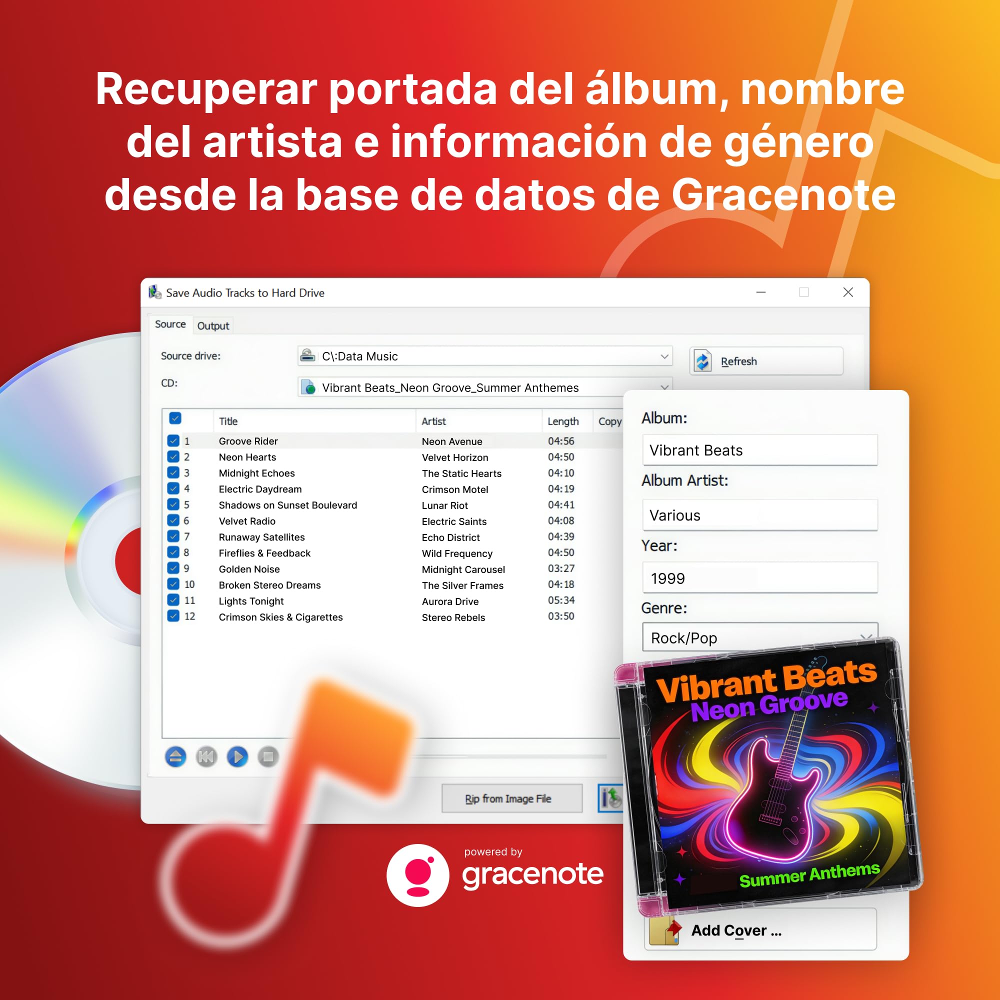 Nero CD Ripper Software | Convertir CD de audio a MP3, FLAC, AAC, WAV | Digitalizar música con reconocimiento Gracenote | Tecnología Burning ROM | Licencia de por vida | 1 PC | Windows 11/10/8/7