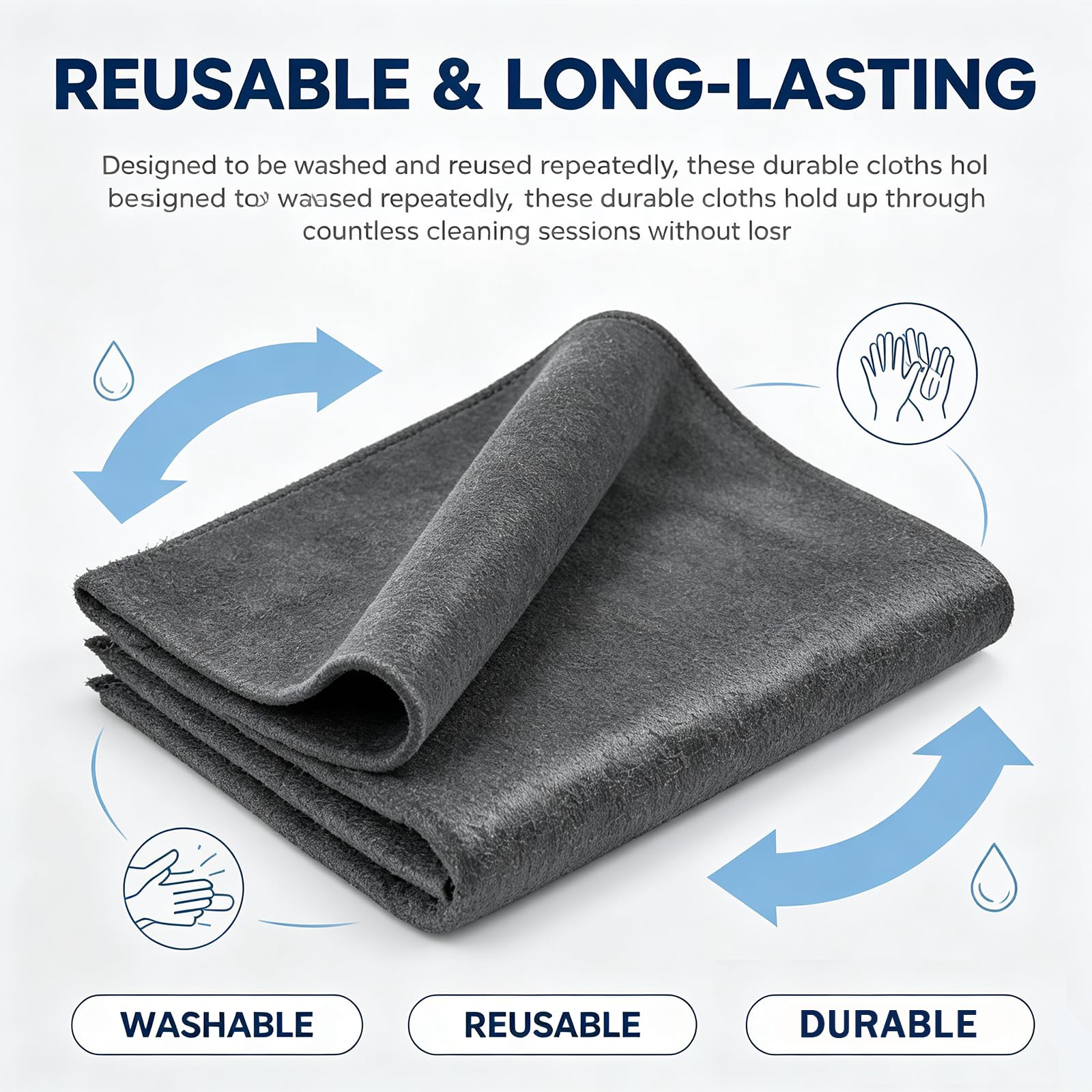 Verdicktes Magisches Reinigungstuch, Wiederverwendbares Mikrofasertuch, Magic Cleaning Cloth, Verdickt Putzlappen für Fenster, Edelstahl & Dusche, Autos，15 Stück
