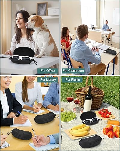 Miniatura 6 de Leumoi Estuche para lentes de sol, 12 piezas, cierre de cremallera, carcasa rígida, fundas portátiles para gafas de viaje, soporte de almacenamiento