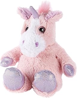 Warmies Plush Iridescent Pink Unicorn Microwavable, Weighted Teddy Slightly Scented with French Lavender, Warmies Microwavable Toys