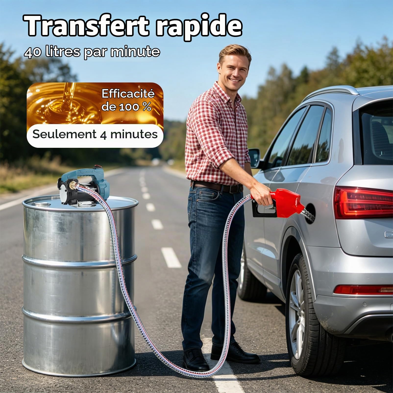Pompe à Gasoil Sans Fil 45L/min compatible avec Makita 18 V