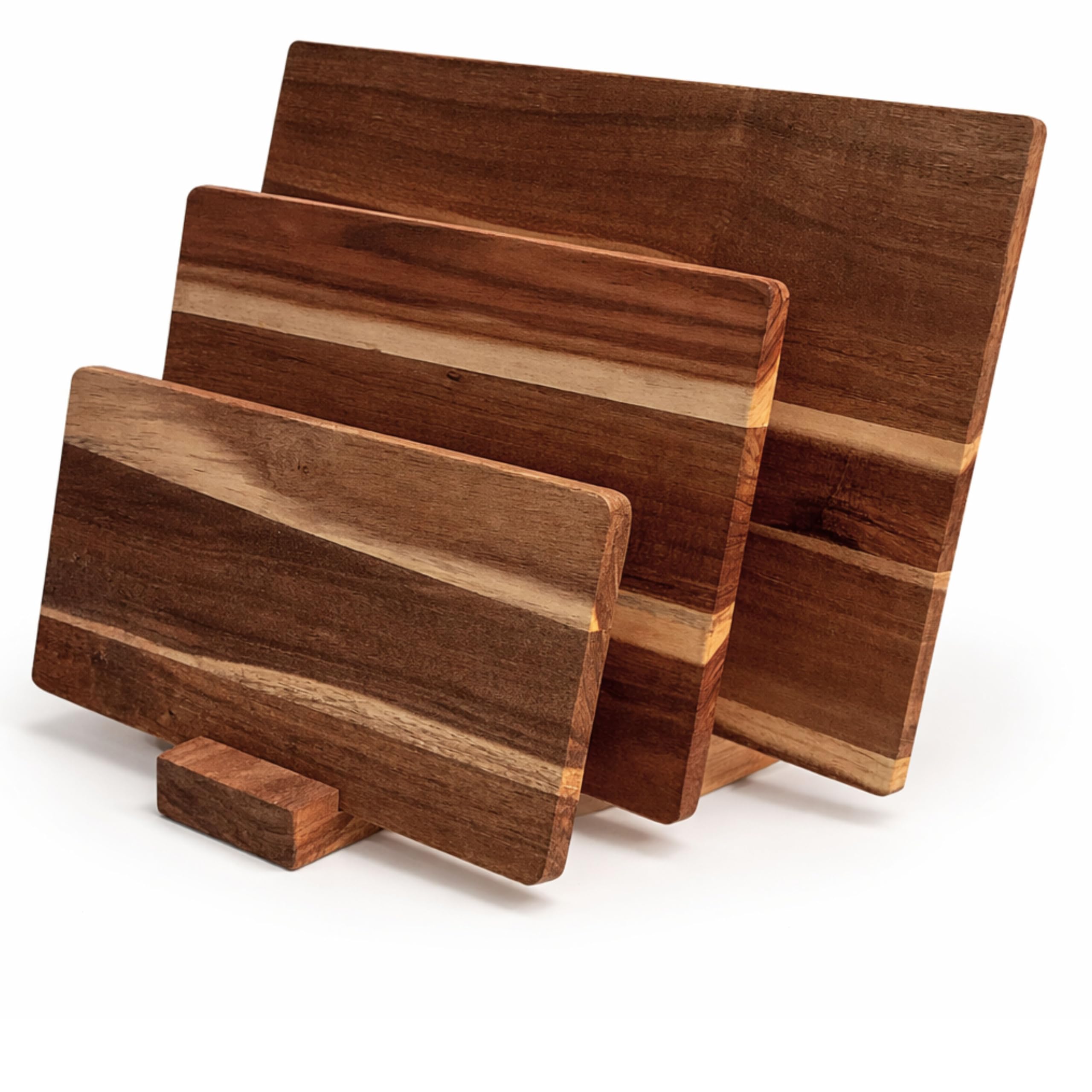 Akazienholz Schneidebretter mit Saftrille -Moderne Schneiderbrett 3er Set - Vielseitig Einsetzbar für Küche & als Servierplatten(43x30, 30x25, 30x17cm)1,5cm dick - Schneidebrett Holz