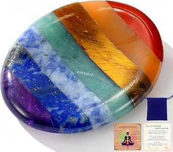 Worry Stone Crystals and Healing Stones Anxiety Fidgets Natural Meditation Accessories 7 Chakra Thumb Sensory Mental Health Depression Stress Anxiety Relief Items Mothers Day Gifts for Women