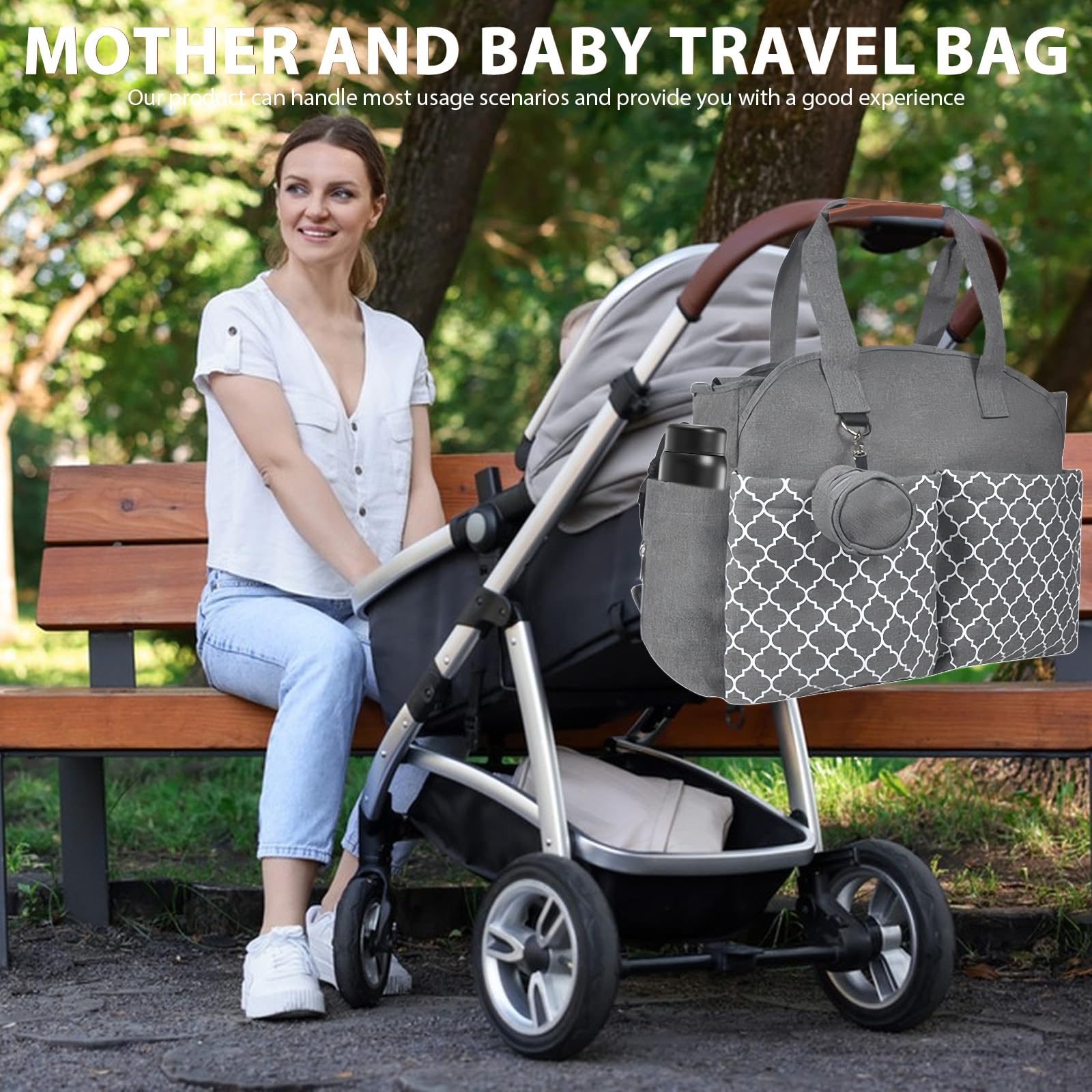 Borsa Fasciatoio Per Neonato, Borsa Fasciatoio, Borsa Per Mummia Con Grande Capacità Con E Borsa Per Ciucciotracolla Regolabile, Per Multifunzionale Borsas Mamma Neonato Per Mamma E Papà, Gris