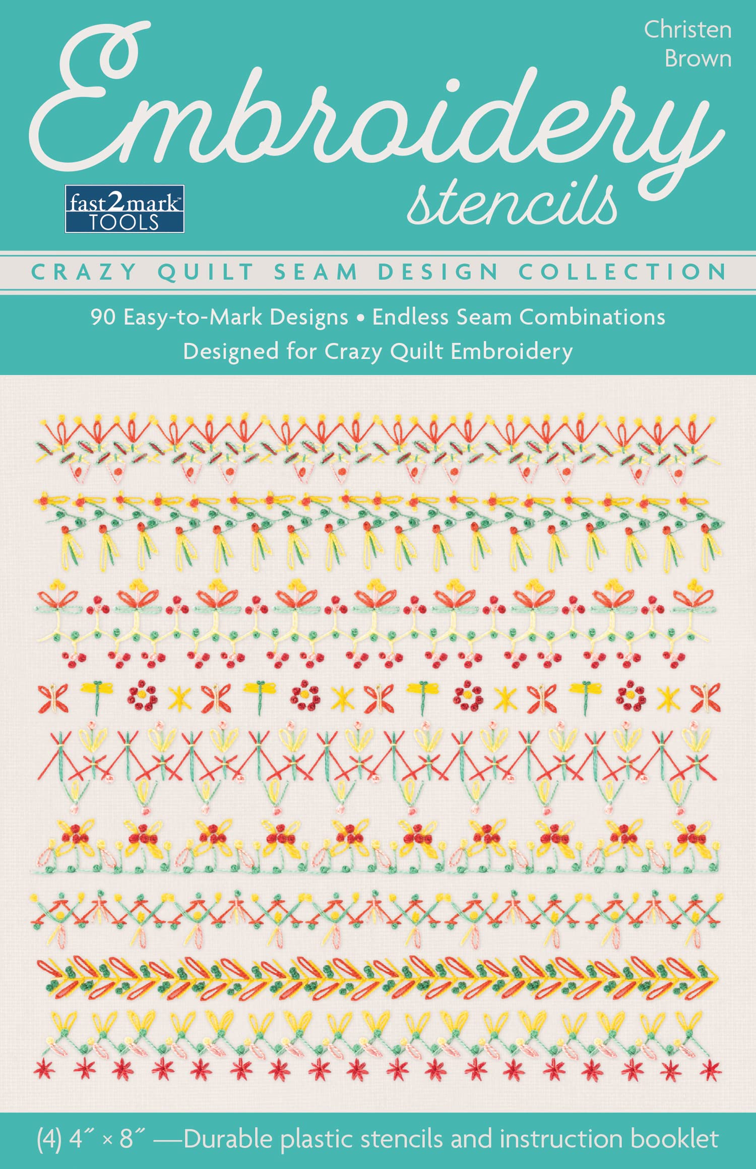 Embroidery Stencils, Crazy Quilt Seam Design Collection: 90 easy-to-mark designs; Endless seam combinations; Designed for crazy quilt embroidery (Fast2mark)