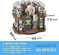 Vista 6 de Organizador Giratorio Lazy Susan para Especias - Organización de Especias para Gabinete con Altura Ajustable, Mesa Giratoria, Despensa de Cocina