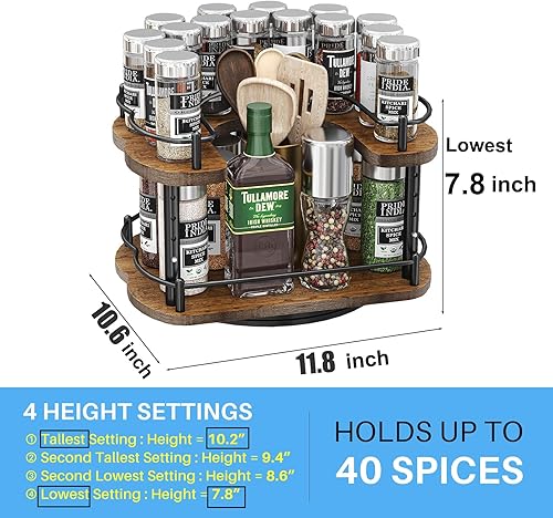 Miniatura 6 de Organizador giratorio de especias Lazy Susan, organizador  Mesa giratoria ajustable en altura para gabinete despensa y condimentos de cocina, 12