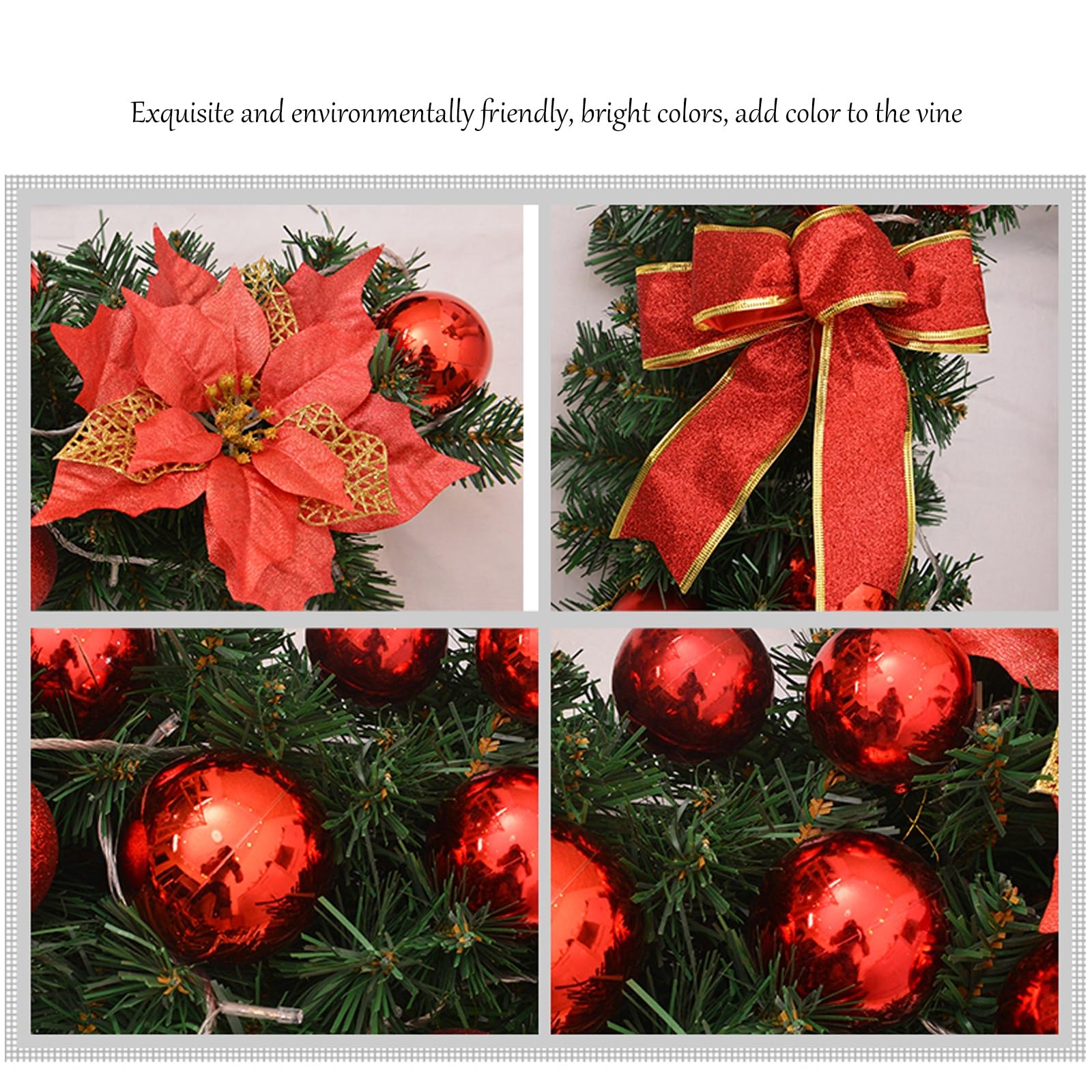 Guirnalda de Manto 9 pies, Plantas Vid Flores navideñas, Guirnalda Artificial, Decoraciones escaleras, decoración del hogar for Chimenea, Puerta(Red)