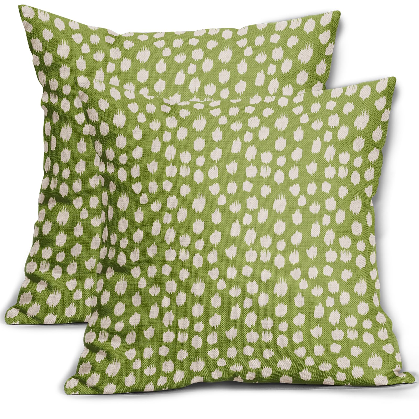 Sweetshow Lime Green Cream Dots Pillow Covers 20x20 Set of 2 Boho Design Polka Dot Throw Pillows Modern Trendy Print Outdoor Decorative Pillowcase