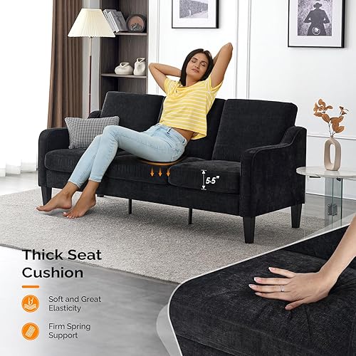 Miniatura 5 de VINGLI Juego de sofá de dos plazas para sala de estar, sofá moderno de mediados de siglo y sofá biplaza, sofá biplaza de 53 pulgadas + sofá pequeño