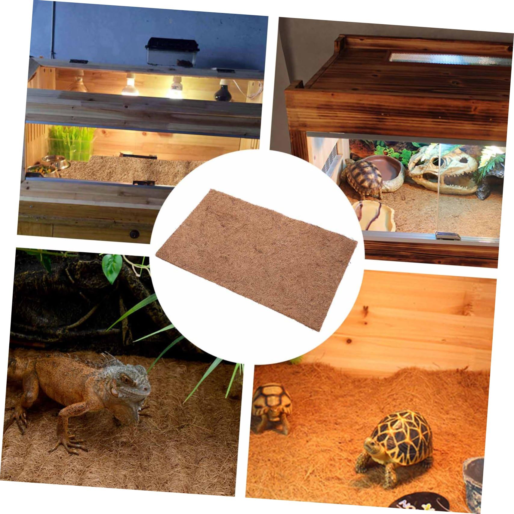 Sosoport Reptilienmatte für Bartagamen Terrarien mit Rutschfester Oberfläche als Bodengrund und Terrarienauskleidung 4 Stück aus Natürlichen Kokosfasern