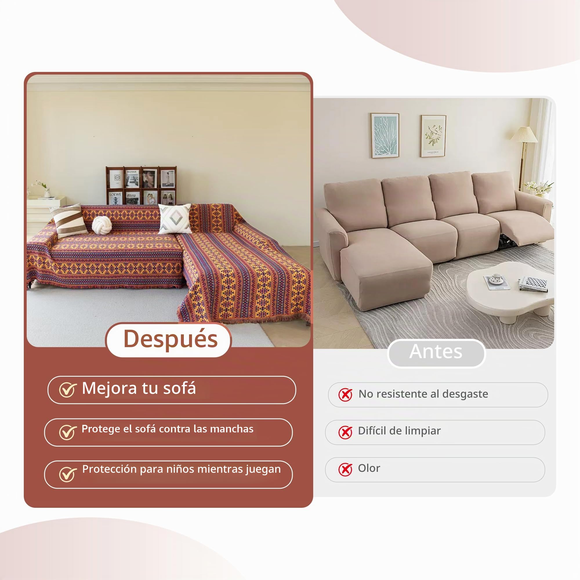 VANJOROY Manta bohemia grande para sofá de 2 y 3 plazas, manta extragrande para sofás, 100% algodón tejido a mano, manta de lujo para sillón, sofá y cama (230 x 250 cm)
