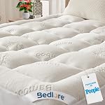 BEDLORE King Mattress Topper Viscose Derived from Bamboo,Thick Pillow Top Mattress Pad,Deep Pocket Fits Mattress 6"-18",Soft Breathable Mattress Cover for Back Pain Relief