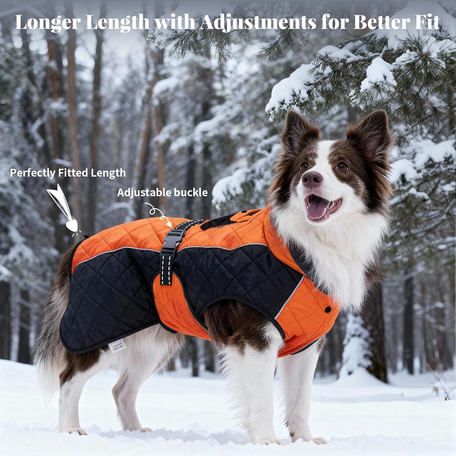 Dog Coat Dogs Jacket Waterproof Reflective Adjustable Dog-Winter Coats for Small/Medium/Large Dogs Dachshund Coat-(Orange, Medium) - Image 4