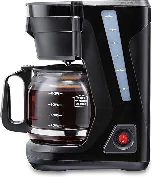 Proctor Silex FrontFill Drip Coffee Maker, 12 Cup Glass Carafe, Black and Silver 43680PS